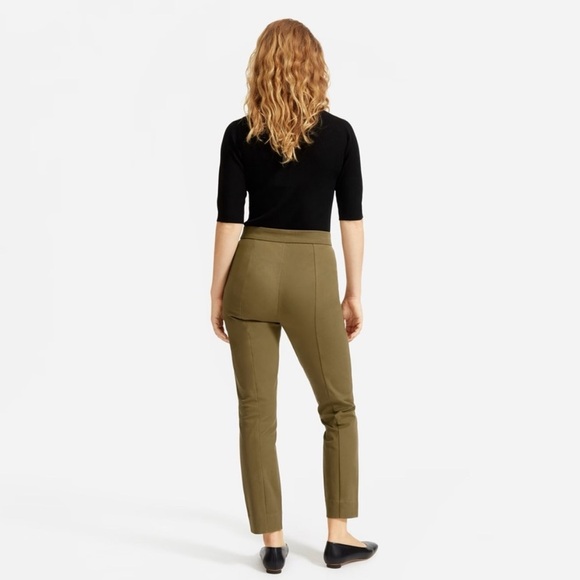 NWT 🆕 Everlane The Fixed Waist Stretch Cotton Work High Rise Pant Olive Green 10 - Picture 4 of 10
